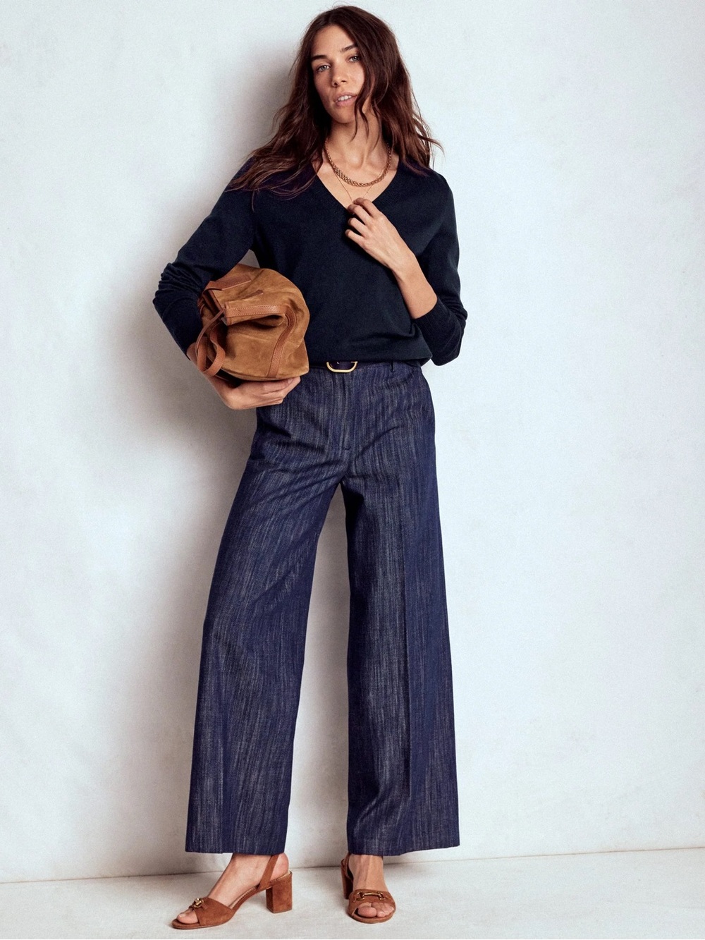 NWOT Boden Belgravia Twill Trouser Pants, Dark Wash Denim Navy Blue – Size 4